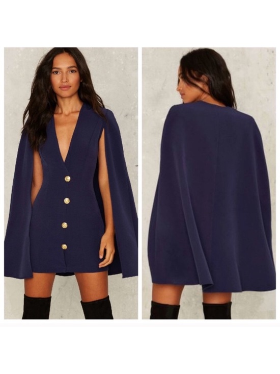 Rare London Jackets & Blazers - Modcloth Cape Navy Blue Nautical Bodycon Mini Dress Gold Buttons Rare London